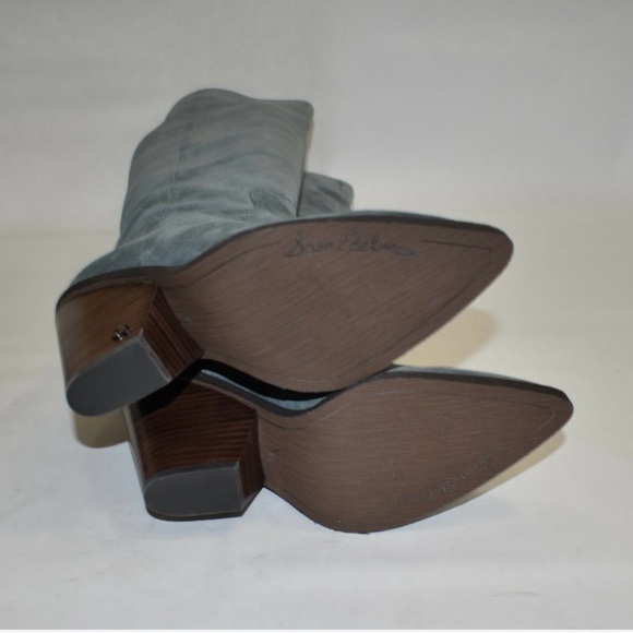 Women's Gray Suede Knee-High Boots - Picture 3 of 7